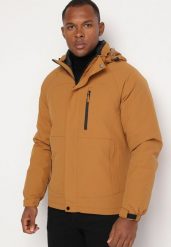Jasnobrązowa Dwustronna Kurtka Przejściowa Wiatrówka z Pikowanym Wnętrzem Ravaria. Brązowe kurtki męskie Born2be, l, bez wzorów, z jeansu, eleganckie. Za 129.99 zł.