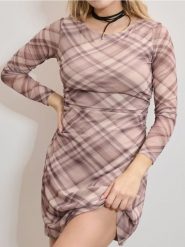 Sukienka mini w kratę - Inny. Sukienki damskie Sinsay, l, bez wzorów, bez kołnierzyka, bez ramiączek, mini. W wyprzedaży za 22.99 zł.