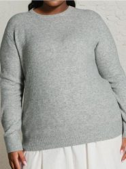 Sweter basic z domieszką wełny - szary. Szare swetry damskie Sinsay, xl, bez wzorów, z wełny, bez kołnierzyka, bez ramiączek, bez kaptura. Za 49.99 zł.