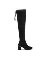 DeeZee Kozaki HX19021-21 Czarny. Czarne kozaki damskie DeeZee, z materiału, bez obcasa, na słupku. Za 229.99 zł.