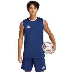 Koszulka męska adidas Entrada 26 Sleeveless Jersey. Niebieskie koszulki sportowe męskie Adidas, m, bez wzorów, z jersey, bez kołnierzyka, bez ramiączek, na fitness i siłownię, climacool (adidas). Za 60.99 zł.