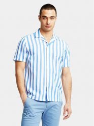Lindbergh Koszula 30-203321 Niebieski Relaxed Fit. Niebieskie koszule męskie Lindbergh, m, bez wzorów, z bawełny, bez kołnierzyka, bez ramiączek. Za 129.99 zł.