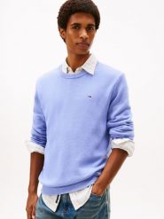 Tommy Jeans Męski sweter Mężczyźni Bawełna niebieski jednolity, M. Niebieskie swetry przez głowę męskie Tommy Jeans, m, bez wzorów, z bawełny, bez kołnierzyka. Za 369.95 zł.