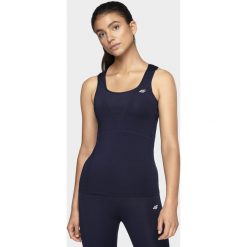 Top treningowy damski TSDF001 - granat. Koszulki sportowe damskie 4f, bez wzorów, z dzianiny, bez kołnierzyka, bez ramiączek, climacool (adidas). W wyprzedaży za 69.99 zł.