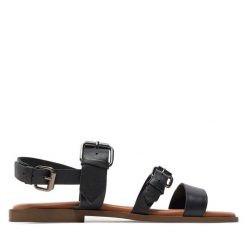 Sandały Piazza. Czarne sandały damskie Piazza, bez wzorów, bez obcasa, na płaskiej podeszwie, bez zapięcia. Za 269.99 zł.