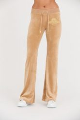 JUICY COUTURE Beżowe spodnie Arched Metallic Layla. Brązowe spodnie dresowe damskie Juicy Couture, s, bez wzorów, z dresówki. W wyprzedaży za 349.99 zł.