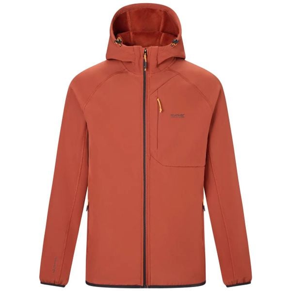 Męska kurtka Ossek Softshell. Czerwone kurtki męskie Regatta, m, bez wzorów, z materiału, z kapturem. Za 228.50 zł.