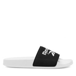 Klapki Reebok. Czarne klapki damskie Reebok, bez wzorów, sportowe, bez obcasa. Za 99.99 zł.