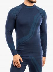 Bluza termiczna męska Brubeck Thermo Wool by Pustelnik - navy blue. Niebieskie bluzy męskie Brubeck, m, bez wzorów, bez kaptura. Za 350.38 zł.