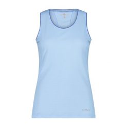 Damska koszulka bez rękawów z poliestru CMP Unlimitech. Niebieskie koszulki sportowe damskie CMP, xl, bez wzorów, z poliesteru, bez kołnierzyka, bez ramiączek, trekkingowe. Za 167.50 zł.