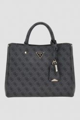 GUESS Szara logowana torebka damska Meridian. Szare torebki do ręki damskie Guess, z aplikacjami, ze skóry ekologicznej, klasyczne, bez dodatków. W wyprzedaży za 455.99 zł.