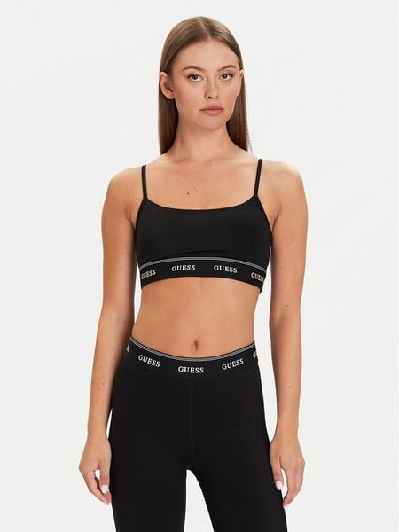 Guess Biustonosz top V5BP01 K1942 Czarny. Czarne biustonosze Guess, z aplikacjami, z syntetyku. Za 179.99 zł.