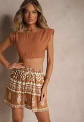 Brązowe Wiskozowe Szorty High Waist ze Wzorem Boho Lunadora. Brązowe szorty damskie Renee, na lato, m, bez wzorów, z wiskozy, boho, z podwyższonym stanem. Za 44.99 zł.