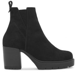 Botki Sergio Bardi. Czarne botki damskie Sergio Bardi, bez obcasa, na słupku, bez zapięcia. Za 197.99 zł.