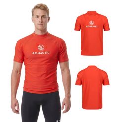 Koszulka męska AQUASTIC Rimos UV 50 UPF do sportów wodnych pomarańczowy. Brązowe koszulki sportowe męskie AQUASTIC, na lato, l, bez wzorów, ze skóry, bez kołnierzyka, bez ramiączek, do pływania. Za 49.99 zł.