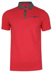Różowo-Szara Elegancka Koszulka Polo -RANIR- 100% Bawełna, Męska, Krótki Rękaw. Czerwone koszulki polo męskie Ranir, l, bez wzorów, z bawełny, eleganckie, bez ramiączek. Za 69.00 zł.