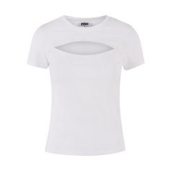 Damska krótka koszulka Urban Classics Cut Out. Białe koszulki sportowe damskie Urban Classics, bez wzorów, bez kołnierzyka, bez ramiączek. Za 142.00 zł.