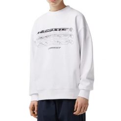 Bluza męska Lacoste SH5540. Białe bluzy męskie Lacoste, m, z aplikacjami, z bawełny, bez kaptura. Za 397.00 zł.