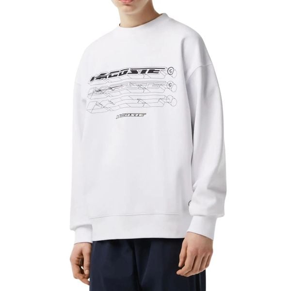 Bluza męska Lacoste SH5540. Białe bluzy męskie Lacoste, m, z aplikacjami, z bawełny, bez kaptura. Za 397.00 zł.