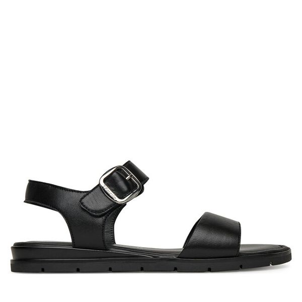 Sandały Tamaris. Czarne sandały damskie Tamaris, bez wzorów, bez obcasa, na płaskiej podeszwie, bez zapięcia. Za 299.99 zł.