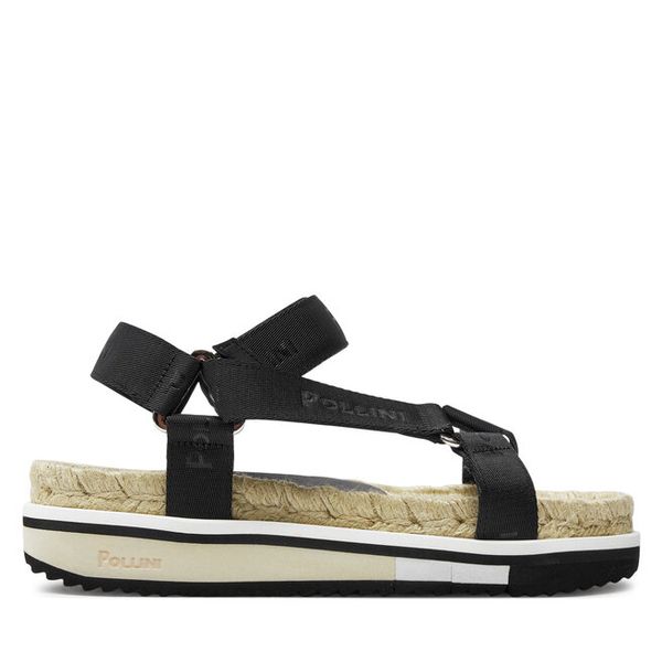 Espadryle Pollini. Czarne sandały damskie Pollini, bez wzorów, bez obcasa, bez zapięcia. Za 899.99 zł.