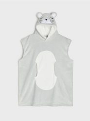 Koc z kapturem z motywem królika - szary. Szare kocyki dla dzieci Sinsay. Za 45.99 zł.