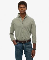 Superdry Koszula Vintage Destroy Pique z długim rękawem, bawełna. Zielone koszule męskie Superdry., m, bez wzorów, z bawełny, vintage, bez kołnierzyka, bez ramiączek. Za 242.80 zł.