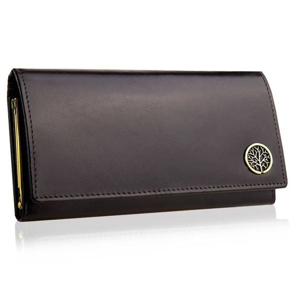 Portfel damski BETLEWSKI BPD-BF-13 BRĄZOWY. Brązowe portfele damskie Betlewski, bez wzorów, ze skóry. Za 129.99 zł.