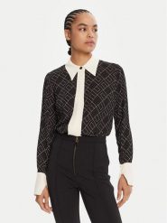 Elisabetta Franchi Koszula CA-104-56E2-V320 Czarny Regular Fit. Czarne bluzki damskie Elisabetta Franchi, bez wzorów, z wiskozy, bez kołnierzyka, bez ramiączek. Za 1,389.00 zł.