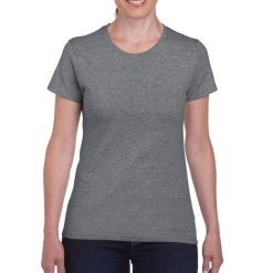 Koszulka Damska Heather Heavy. Szare koszulki sportowe damskie Gildan, xl, bez wzorów, sportowe, bez kołnierzyka. Za 40.99 zł.