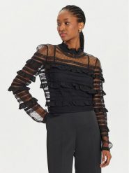 TWINSET Bluzka 241TP2041 Czarny Regular Fit. Czarne bluzki damskie Twinset, bez wzorów, z syntetyku, bez kołnierzyka, bez ramiączek. Za 589.99 zł.