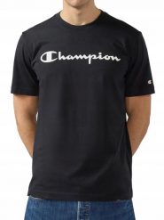 Koszulka Męska Champion Bawełniana Sportowa T-Shirt. Czarne koszulki sportowe męskie Champion, m, bez wzorów, z bawełny, bez kołnierzyka, bez ramiączek. Za 129.00 zł.