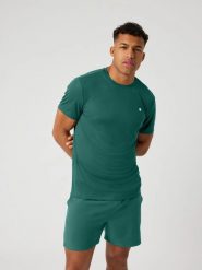 Bjorn_borg ACE LIGHT T-SHIRT z recyklingowanego poliestru - MALLARD GREEN. Zielone t-shirty męskie Björn Borg, m, bez wzorów, sportowe, bez kołnierzyka. Za 196.00 zł.
