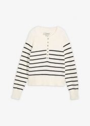 Sweter z czystej bawełny. Białe swetry damskie bonprix, bez wzorów, z bawełny, bez kołnierzyka, bez ramiączek, bez kaptura. Za 107.99 zł.