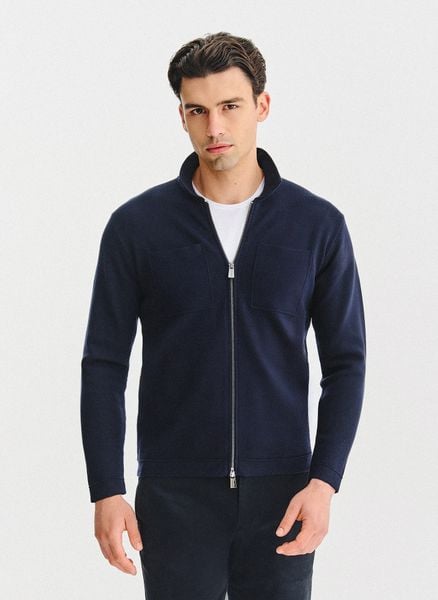 PAKO LORENTE - Rozpinany kardigan w kolorze granatowym. Niebieskie kardigany męskie Pako Lorente, m, bez wzorów, z poliamidu. Za 399.99 zł.