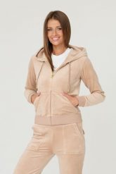 JUICY COUTURE Beżowa bluza Robertson. Brązowe bluzy damskie Juicy Couture, s, bez wzorów, z weluru, z kapturem. W wyprzedaży za 403.99 zł.