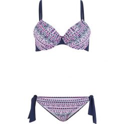 Bikini na fiszbinach (2 części) bonprix niebiesko-lila-biały. Bikini damskie marki bonprix. Za 59.99 zł.