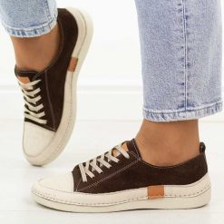 Brązowe nubuk skórzane półbuty damskie T.Sokolski 8260. Brązowe obuwie sportowe damskie Sokolski, bez wzorów, z jeansu, tenisowe. Za 299.00 zł.