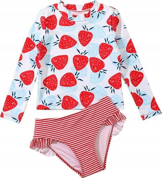 Strój kąpielowy dwuczęściowy dziewczęcy w truskawki UPF50+ 122 5+Lat. Stroje kąpielowe dla dziewczynek Pan i Pani Gadżet, bez wzorów. Za 99.00 zł.