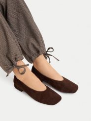 GINO ROSSI Baleriny EO-V2228-101-S Brązowy ciemny. Brązowe baleriny damskie Gino Rossi, bez wzorów, ze skóry, bez obcasa. Za 299.99 zł.