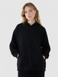 4F Bluza dresowa nierozpinana z kapturem damska - czarna S. Czarne bluzy damskie 4f, s, bez wzorów, z bawełny, z kapturem. W wyprzedaży za 79.99 zł.