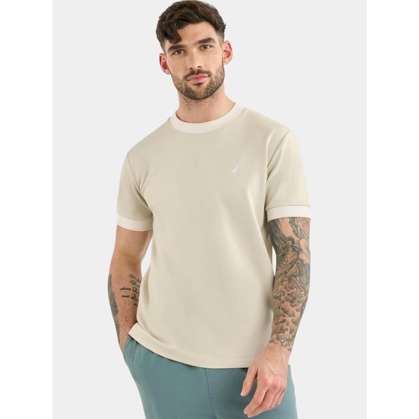 T-shirt męski Nautica Sherford. Brązowe t-shirty męskie Nautica, l, bez wzorów, klasyczne, bez kołnierzyka. Za 199.00 zł.