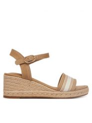 Tommy Hilfiger Espadryle Mid Wedge Espad Webbing FW0FW09230 Beżowy. Brązowe sandały damskie Tommy Hilfiger, bez wzorów, z materiału, bez obcasa, bez zapięcia. Za 359.99 zł.