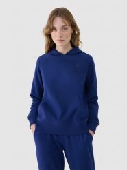 4F Bluza dresowa nierozpinana z kapturem damska - granatowa M. Niebieskie bluzy damskie 4f, m, bez wzorów, z bawełny, z kapturem. W wyprzedaży za 99.99 zł.
