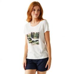 Koszulka damska Regatta Filandra VIII. Białe t-shirty damskie Regatta, m, z aplikacjami, z bawełny, eleganckie, bez kołnierzyka. Za 52.15 zł.