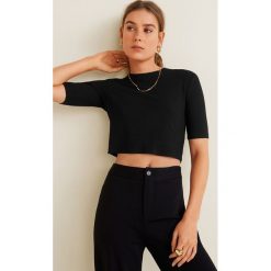 Mango - Top Comborib. Czarne t-shirty damskie Mango, l, bez wzorów, z dzianiny, casualowe, bez kołnierzyka. W wyprzedaży za 29.90 zł.