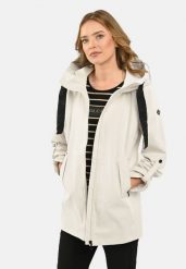 Prosty, krótki płaszcz J-TWIGGY. Białe płaszcze damskie Volcano, plus size, bez wzorów, z materiału, klasyczne, plus size, krótkie, bez kaptura. Za 329.99 zł.