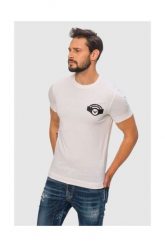 EMPORIO ARMANI Biały t-shirt męski z wyszywanym logo, Rozmiar XL. Białe t-shirty męskie Emporio Armani, m, bez wzorów, prążkowane, bez kołnierzyka. W wyprzedaży za 247.99 zł.