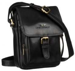 Listonoszka skórzana Peterson PTN TB-012-COM BLACK czarna. Czarne torby na ramię męskie Peterson, bez wzorów, ze skóry, na ramię. Za 257.98 zł.