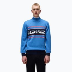 Sweter męski Napapijri D-Sardona. Niebieskie swetry przez głowę męskie Napapijri, m, bez wzorów, bez kołnierzyka. Za 559.99 zł.